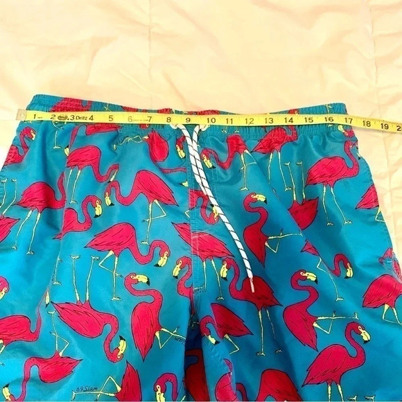 Men’s Flamingo Print Pink Blue tropical Miami Swim Trunks XL - Picture 4 of 10
